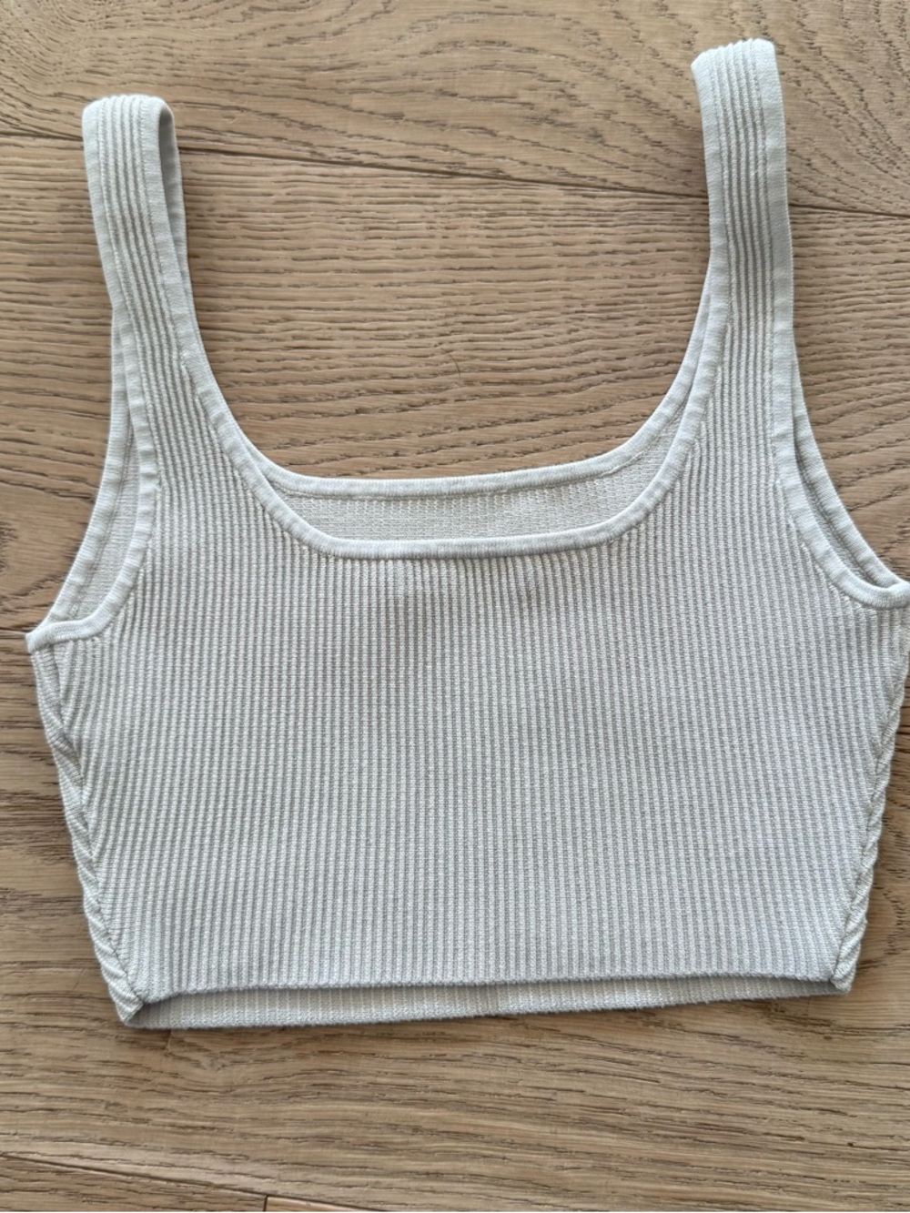 Babaton Ribbed Square-Neck Crop Tank - Cream - Picture 2 of 4